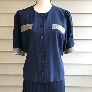 Vintage 80s Liz Roberts Nautical 2-Pc. Dress L/XL